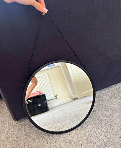 Dunelm round wall mirror - round, black