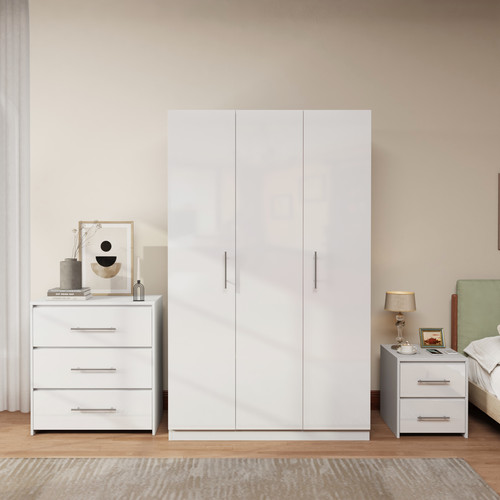 White high gloss wardrobe - high,