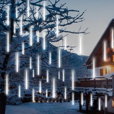 PEMOTech Meteor Shower Lights Outdoor 15 Tubes 540 LED 30cm Icicle - Cool White
