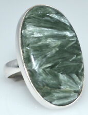 Natural Seraphinite Ring Big Rare Gemstone 925 Sterling Silver Sizes K 5 To U 10