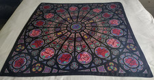 PAST TIMES Large Twill Silk Scarf - Rose Window - Black/Multi - 85 x 85 cm