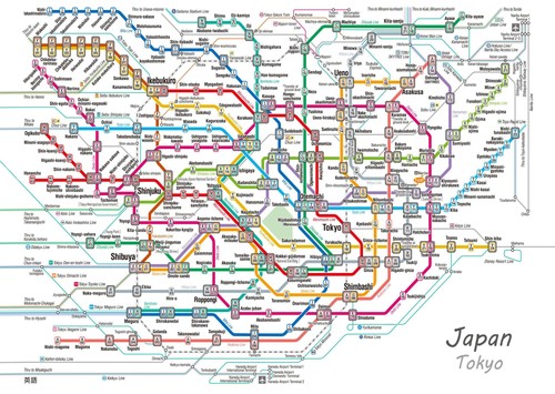 Tokyo subway map wall - map, art