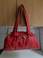 CASA DI BORSE DESIGNER WOMENS RED REAL LEATHER TOTE SATCHEL SHOULDER HANDBAG