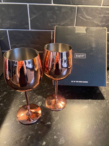 Pair wine goblets rose gold - goblets,