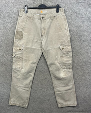 Carhartt Trousers Mens 34 Beige Cargo Ripstop Relaxed Utility Combat Workwear