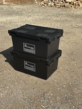 20 Stackable Storage Boxes Crates with Lids - 80 Litre Capacity, Used