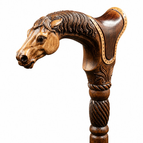Carved wooden horse head - wooden,