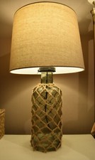 Table Lamp Green Glass Rope