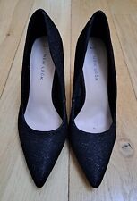 Black Sparkly High Heels Shoes Pointed Toe Size 4 New