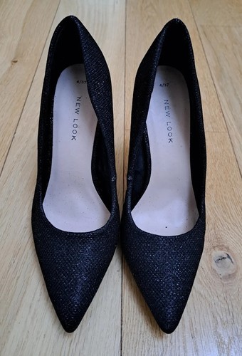 Black sparkly high heels - black,