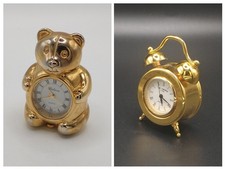 Vtg Mini Clock Brass Gold Bear Alarm Clock Works Take Your Pick