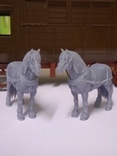 7mm Scale O Gauge 1/43 Pack Of 2 Resin Horses In Harness Model Railway 