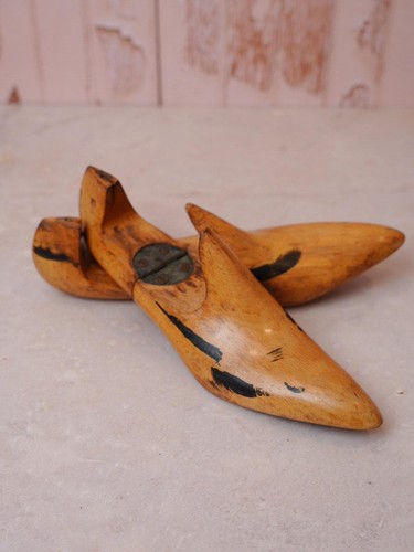 Pair vintage wooden shoe - pair,