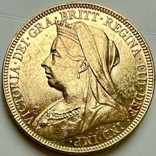 Uncirculated 1897 Queen Victoria  “Melbourne Mint” Veil Head Full Gold Sovereign