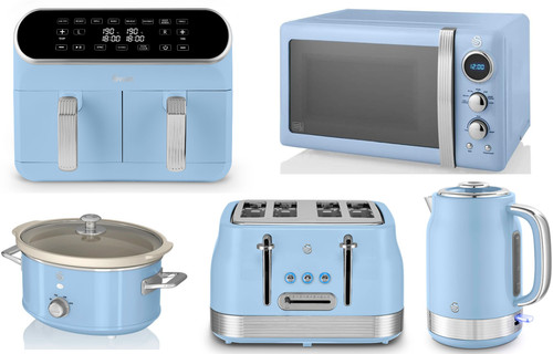 Swan retro blue kettle toaster - kettle,