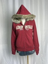 Aeropostale Y2K Faux Fur Lined Zip Up Hoodie XL Red Rare
