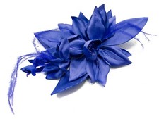 Silky Fabric Flower Feather Wedding Ascot Fascinator on Comb Hair Accessories
