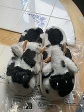New Furry Cow Slippers Size 6