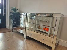 2 X 4 Draw mirrored Chest Of Draws With Crystal Knobs