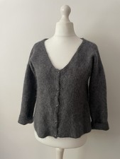 Sézane Super Kid Mohair & Baby Alpaca Grey Cardigan Size XL UK 10/12 A2A= 20"