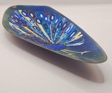 Mid-century Enamelled Bronze Dish, Peacock Decoration, Elfi Muller & Co, Vienna