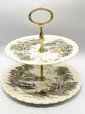 VINTAGE MYOTT LAKE SIDE 2 TIER CAKE SANDWICH STAND PLATE