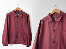 Herringbone Cotton Twill Chore Jacket Faded Oxblood Red - S M L XL