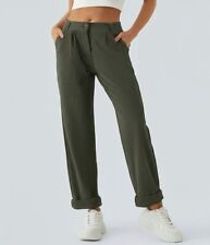 Halara Mid Rise Button Zipper Side Pocket Corduroy Casual Pants