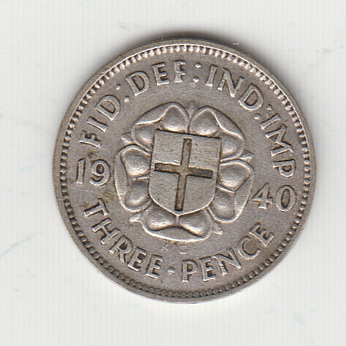 Silver threepence 1940 - 3d,
