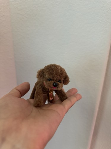 Mini brown poodle dog figurine - poodle,