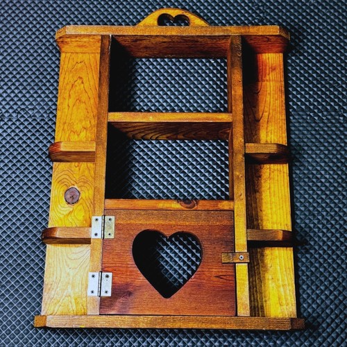 Rustic wooden wall shelf - wooden, heart
