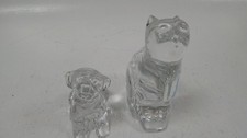 Clear Glass Animal Figurines Bundle - Dog and Cat Ornaments Set