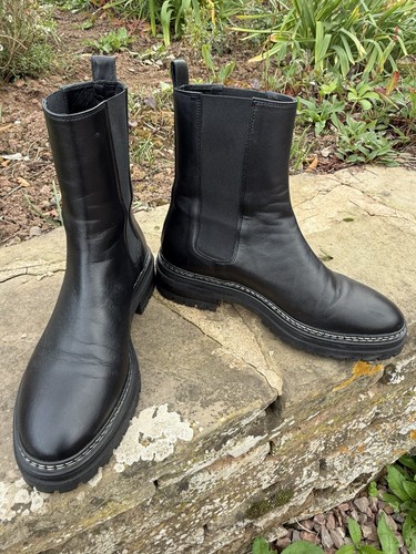 Black leather ankle - black, boots
