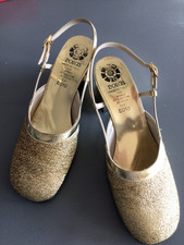 Dolcis Italian gold glitter Mary Jane style shoes, 60’s/70’s, EU 40 UK 6