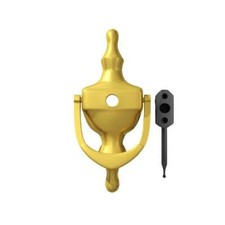 DOOR KNOCKER WITH SPY HOLE 7" 170mm VICTORIAN & HIDDEN FIXING BRASS FINISH - NEW