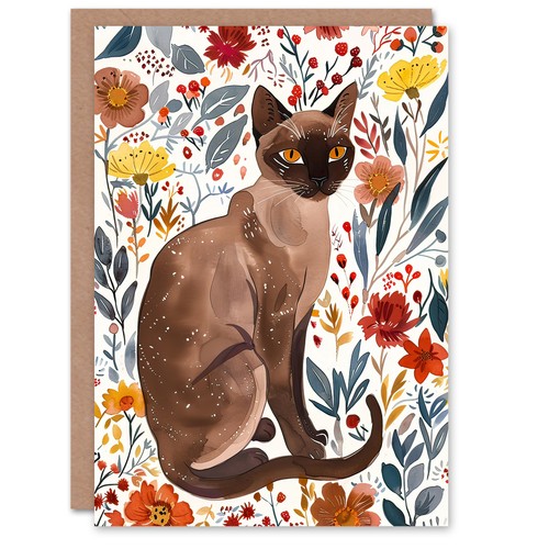 Greeting card burmese - card, cat
