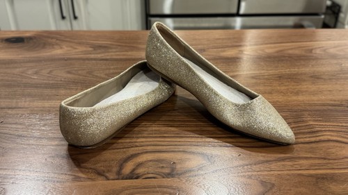 Glittering gold flats shoes - gold,