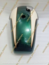 Triumph T140 Green & Cream Painted Steel Fuel Petrol Gas Tank+ Badges + Cap