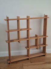 Vintage Wooden Wall Shelf Unit Grid Display Asymmetrical 30" Square