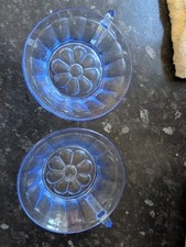 2 X Depression Blue Glass