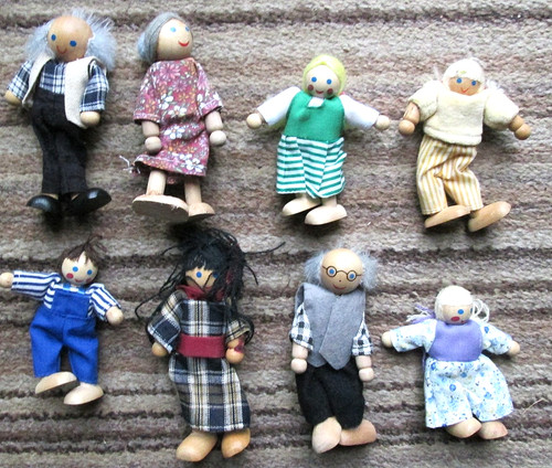 Wooden dolls house people - dolls,