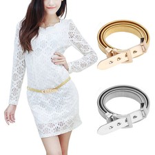 Ladies Gold & Silver Metal Snake Chain Elastic Stretchy High Waist Buckle Belt