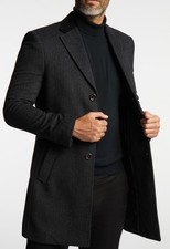 Jeff Banks Men's Black Wool 80% Overcoat - Size M