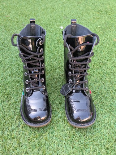 Kickers black leather gloss - black,