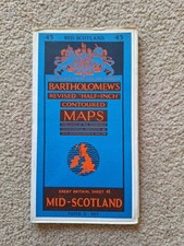 Vintage Bartholomew's Map Of Mid-Scotland, Showing Edinburgh - Paper, 1952-1963
