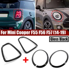 FOR MINI COOPER F55 F56 F57 2014-21 GLOSS BLACK HEADLIGHT TAIL LIGHT TRIM RINGS