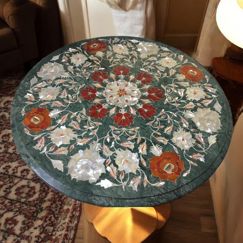 Green marble inlay - inlay, coffee
