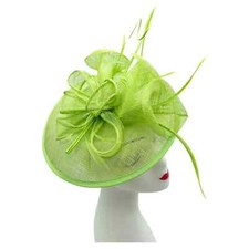Lime Green Fascinator & Evening Clutch bag Set Women Headband Clip Hat Wedding