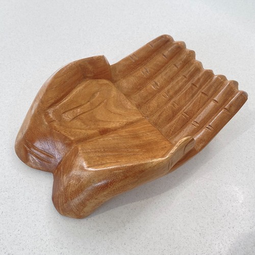 Hand carved human hands wooden - hand,