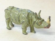 CHARBENS' VINTAGE LEAD ZOO RARE PREWAR RHINOCEROS, UNUSUAL COLOUR - 1930'S